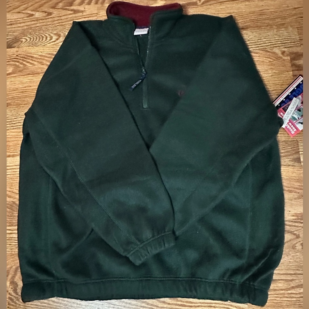 vintage Bugle Boy green fleece quarter-zip pullover size XXL - Picture 7 of 14